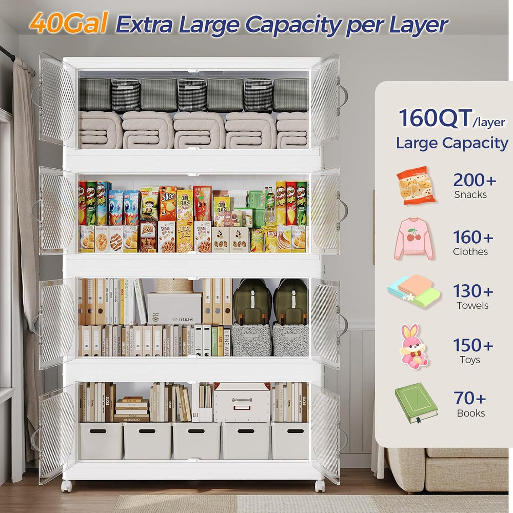 200Gal/800QT 5-Tiers Extra Large Stackable Storage Bins with Lid, Collapsible...
