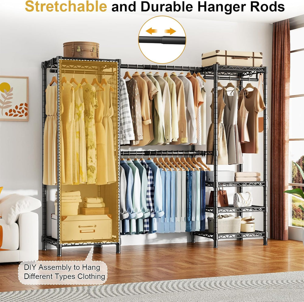 Ulif E7 Garment Rack, Heavy Duty Clothes Storage System with Extendable Rod