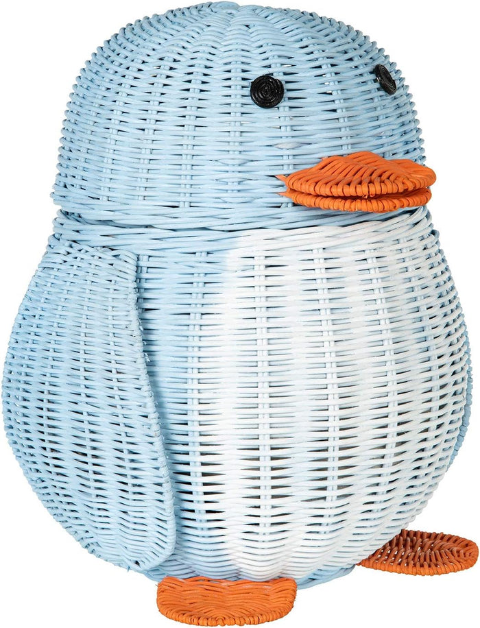 KOUBOO Wicker Penguin, Multi-Color Storage Basket Blue and White
