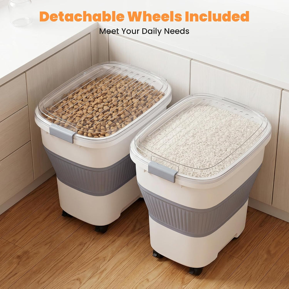 50 Lbs Rice Container, Collapsible Dog Food Storage Container