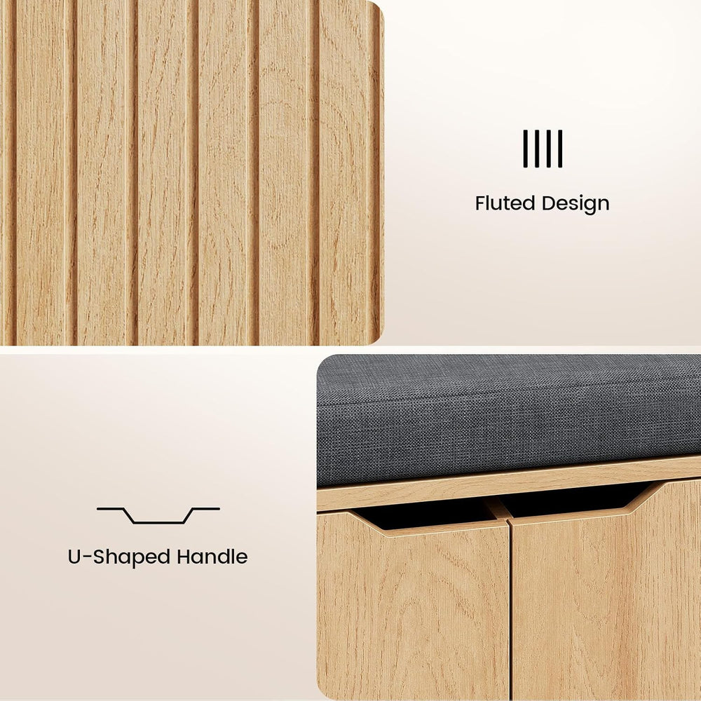 59" Storage Bench with Drawer, 2-Tier Shoe Bench with Storage, Long Entr...