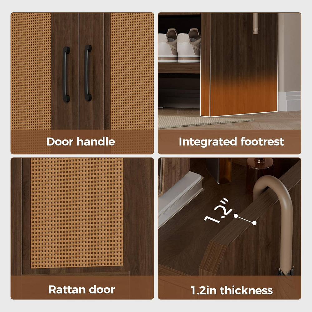 Mericonia 6-Tier Shoe Cabinet Storage for Entryway, Rattan Shoes Organizer Ca...