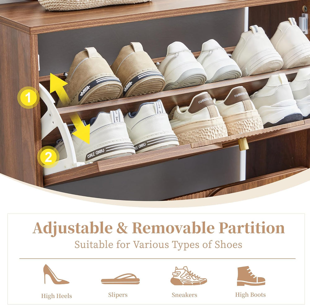 BERRYMERRY Unique 27.6" W Shoe Storage Cabinet with 2 Flip Drawers