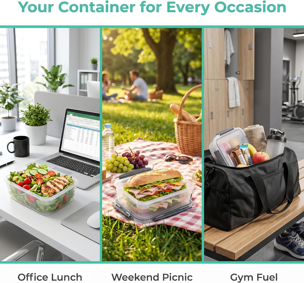 9 cup Plastic Food Storage Containers with Lids Nestable Freezer Dishwasher S...
