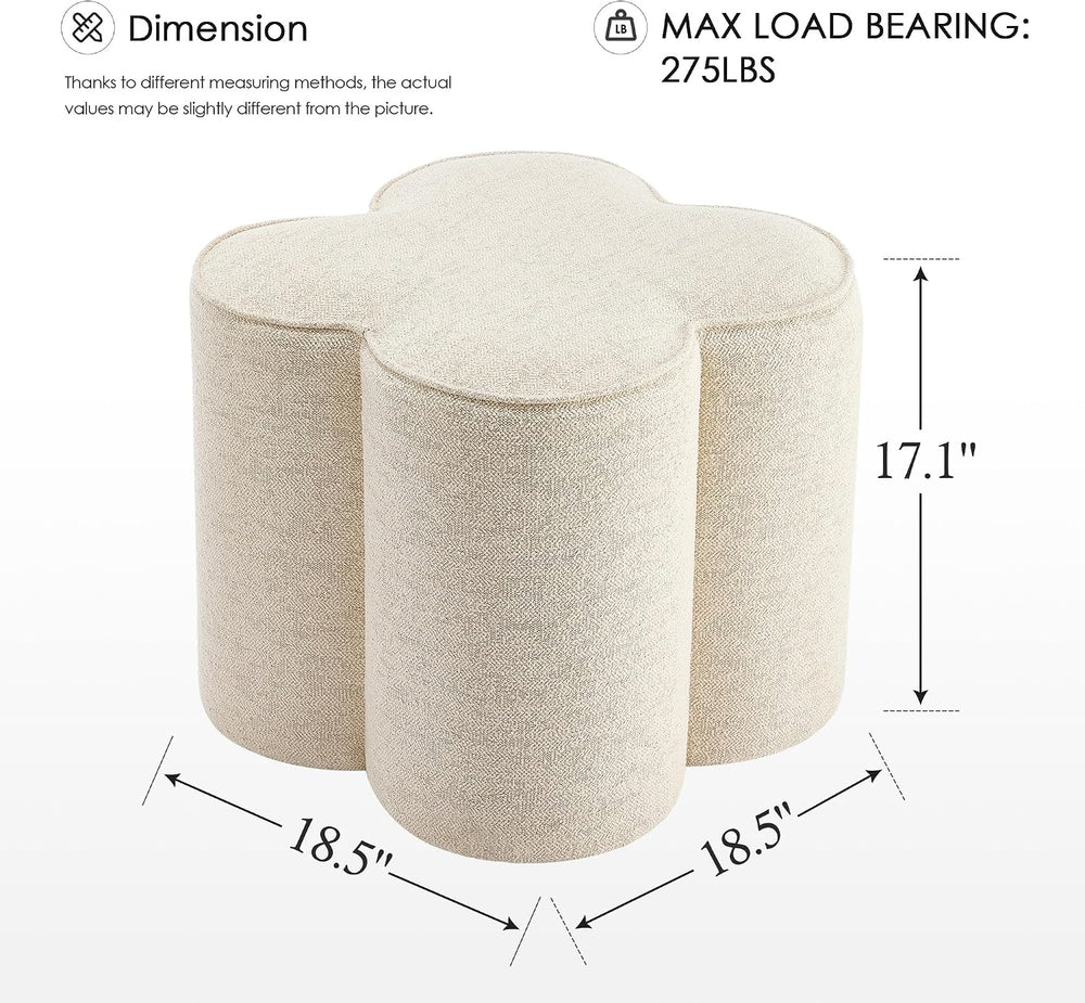 Zesthouse Flower Pouf Ottomans Foot Rest Set of 2, Linen Poofy Ottomans