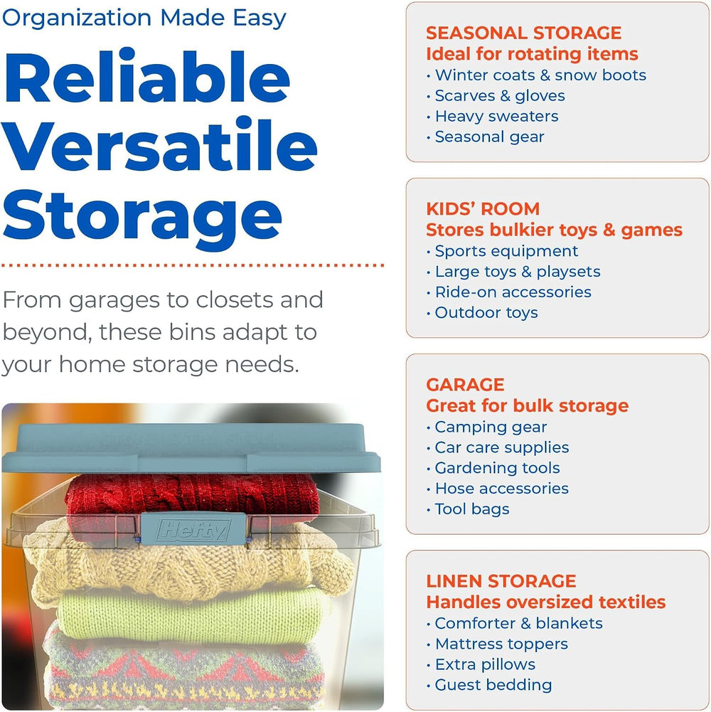 Hefty HI-RISE Stackable Storage Bins - Under Bed Storage Containers with Lids...