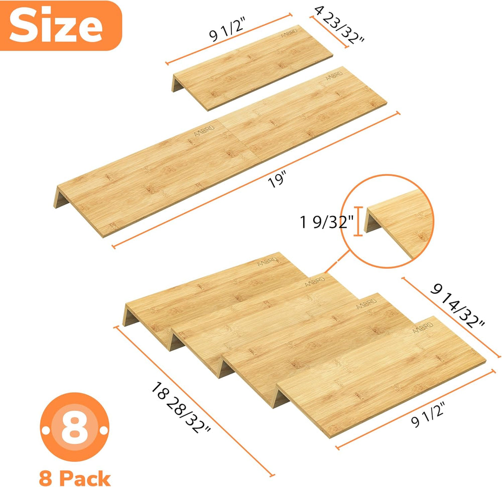 Bamboo Spice Drawer Organizer with Non-slip Mat,4 Tier - 2 Set Jar Spice Rack...