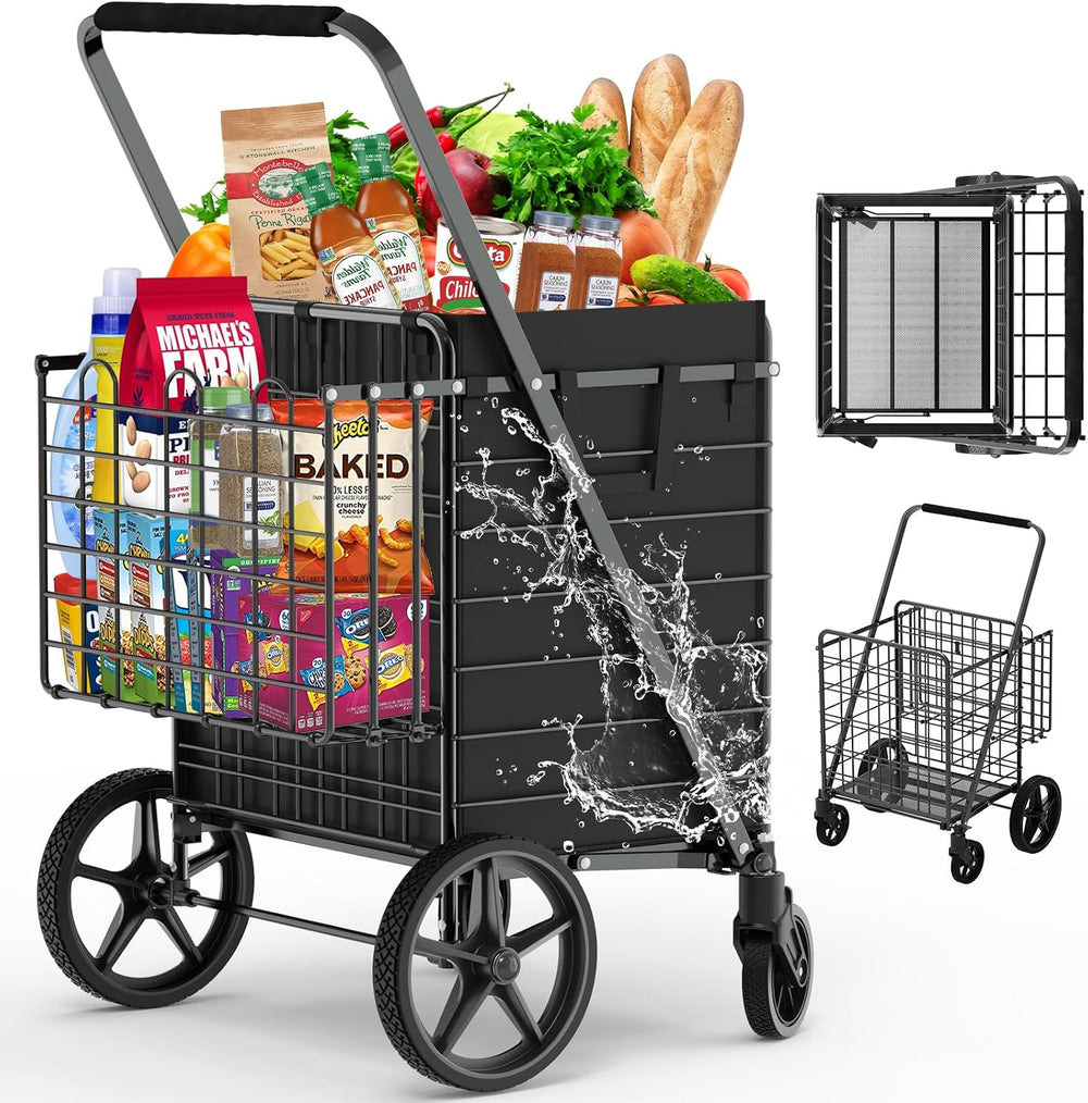 455lbs Shopping Cart for Groceries, Large Heavy Duty Grocery Cart on Wheels