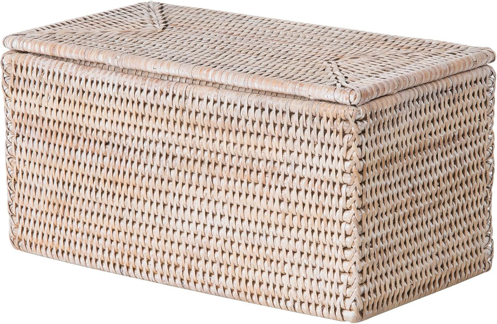 Kouboo La Jolla Rattan Storage Box, Toilet Roll Holder, White Wash