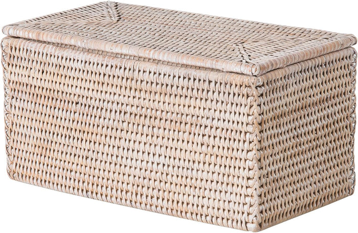 Kouboo La Jolla Rattan Storage Box, Toilet Roll Holder, White Wash