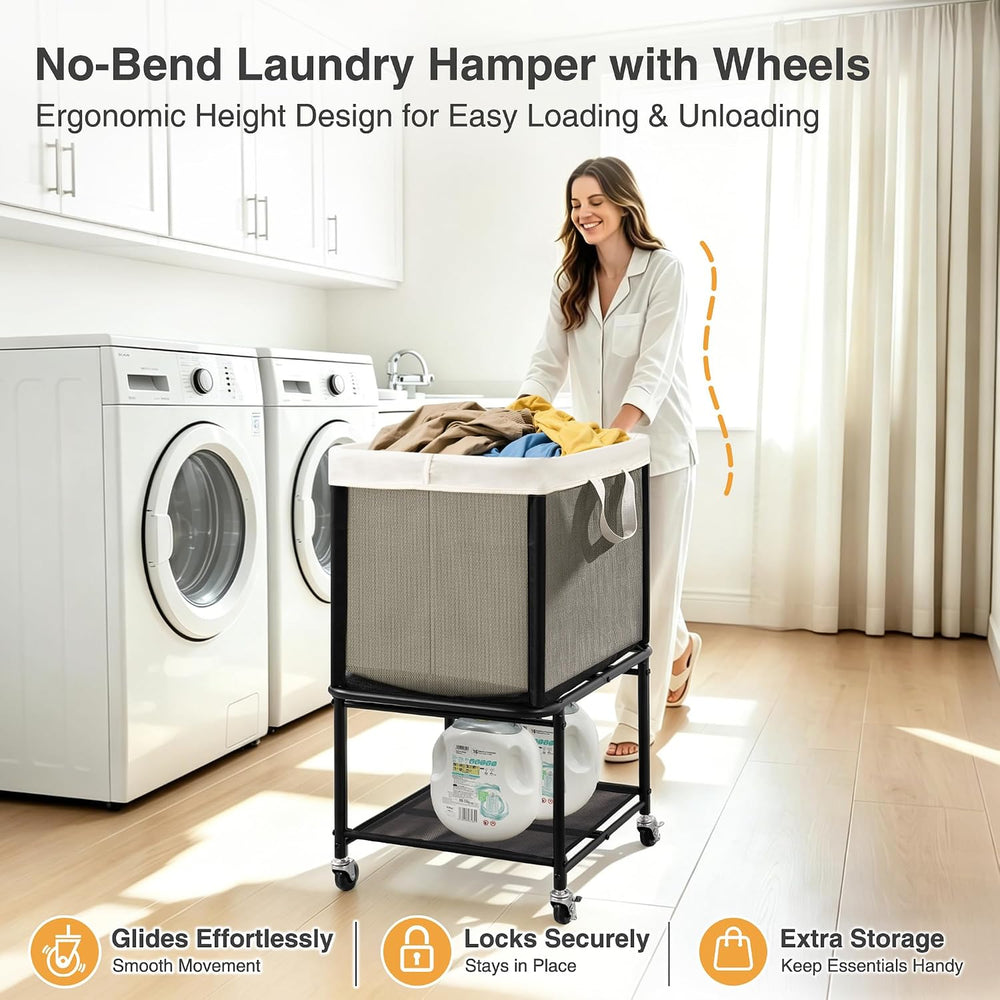 STO STO Rolling Laundry Hamper with Lockable Wheels, 29-Gallon (110L) Laundry...