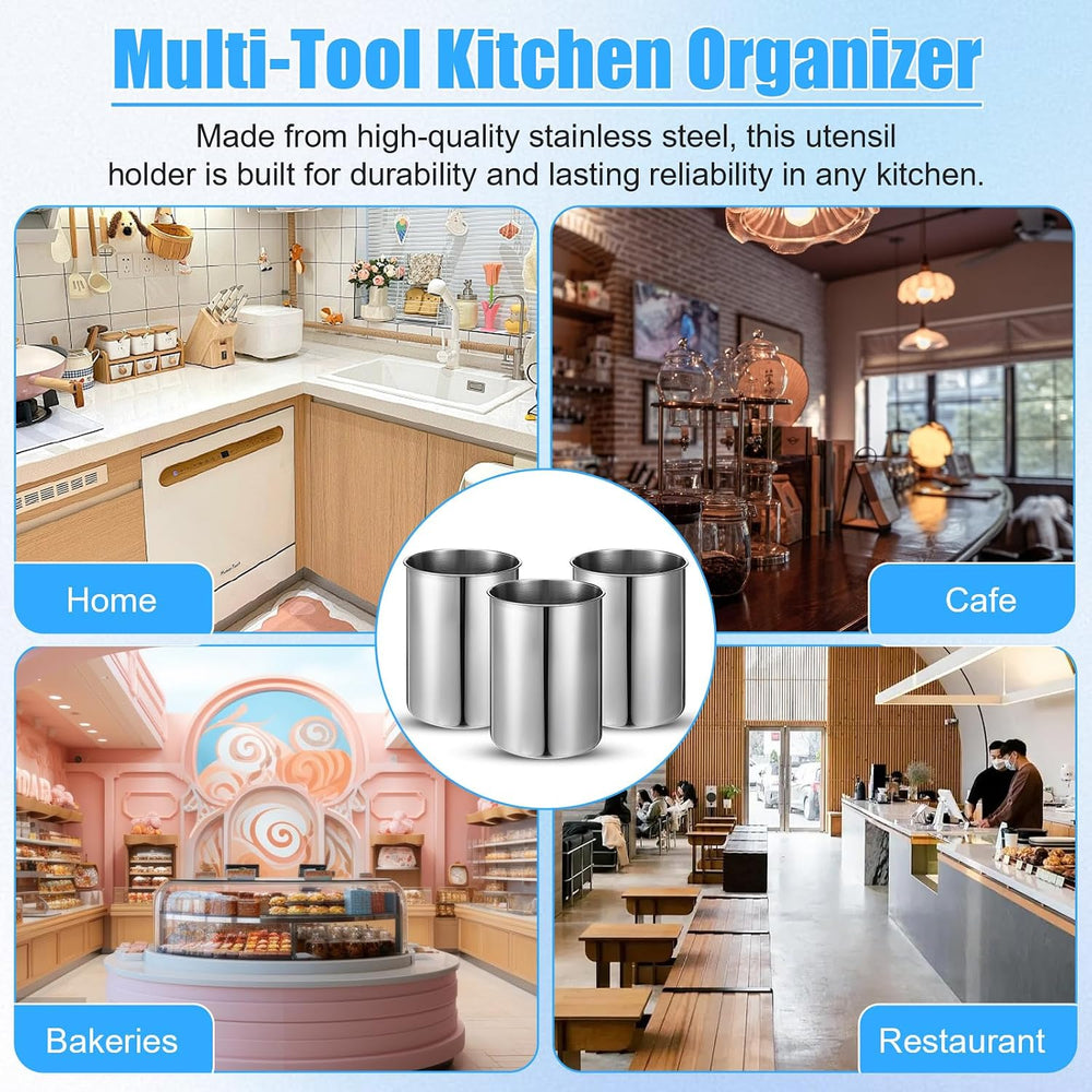 3 Pcs Cooking Utensil Holder for Kitchen Counter, 5.6 x 7.5 inch Metal Utensi...