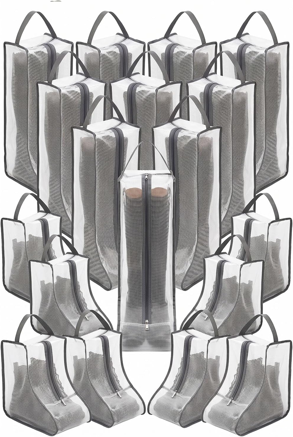 20 Pack Boot Storage Bags, Waterproof PVC Clear Shoe Bags with Zipper and Han...