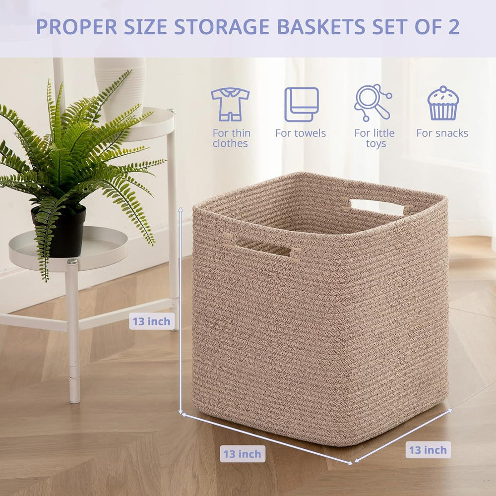 OIAHOMY 3 PACK Cube Storage Bin 13 Inch Collapsible Storage Cube Brown