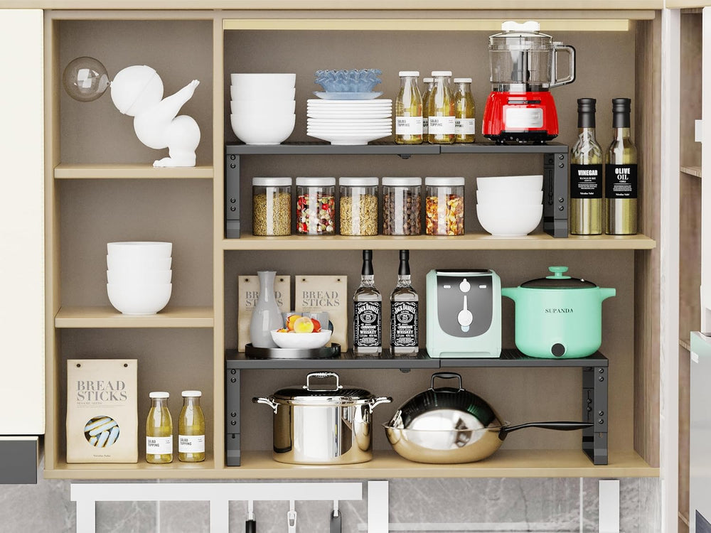 Jojocross Adjustable Expanable Stackable Spice Rack Shelf Pantry Storage Orga...