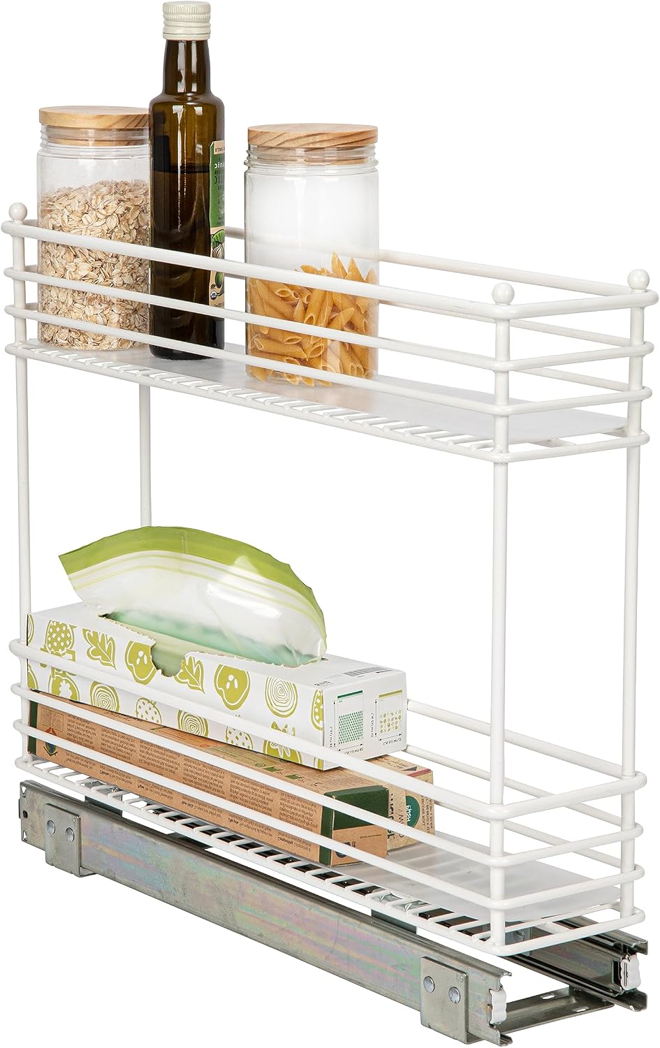 Household Essentials White Steel Artisan Organizer with Plastic Liners, 2-Tie...