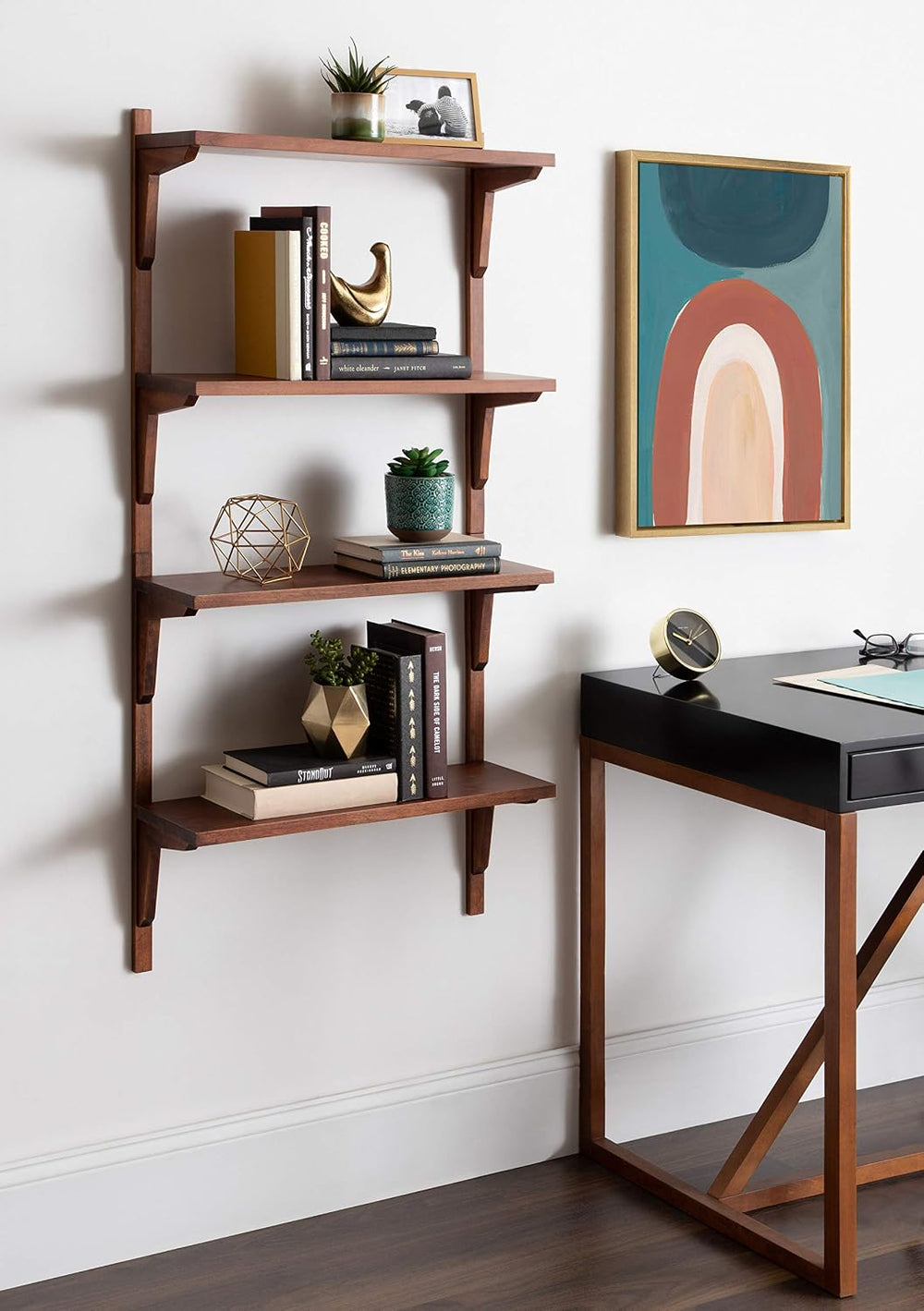Kate and Laurel Meridien Mid-Century Wall Shelves, 24" x 8" x 24&qu...