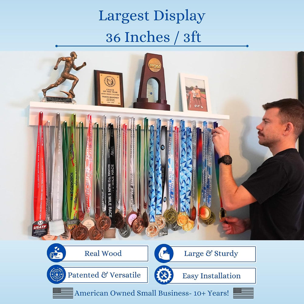 MedalAwardsRack 3ft- Ultimate Medal Hanger Display and Trophy Shelf - Multi-S...