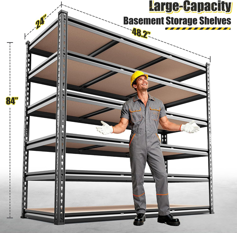 REIBII 6-Tier Garage Shelving, 84" H Storage Shelves Load 3300LB, Adjust...