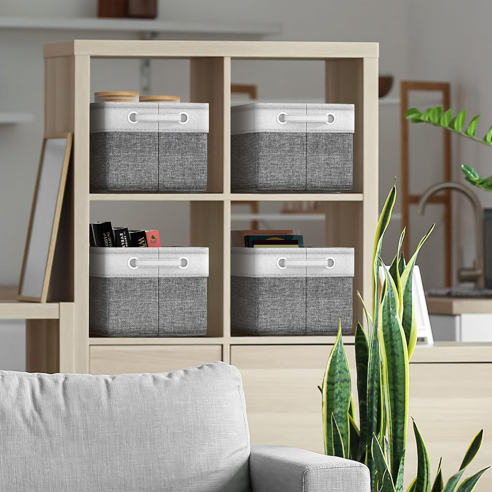 Sorbus Storage Baskets for Shelves, Foldable Organizer (Gray White, 6 Pack)