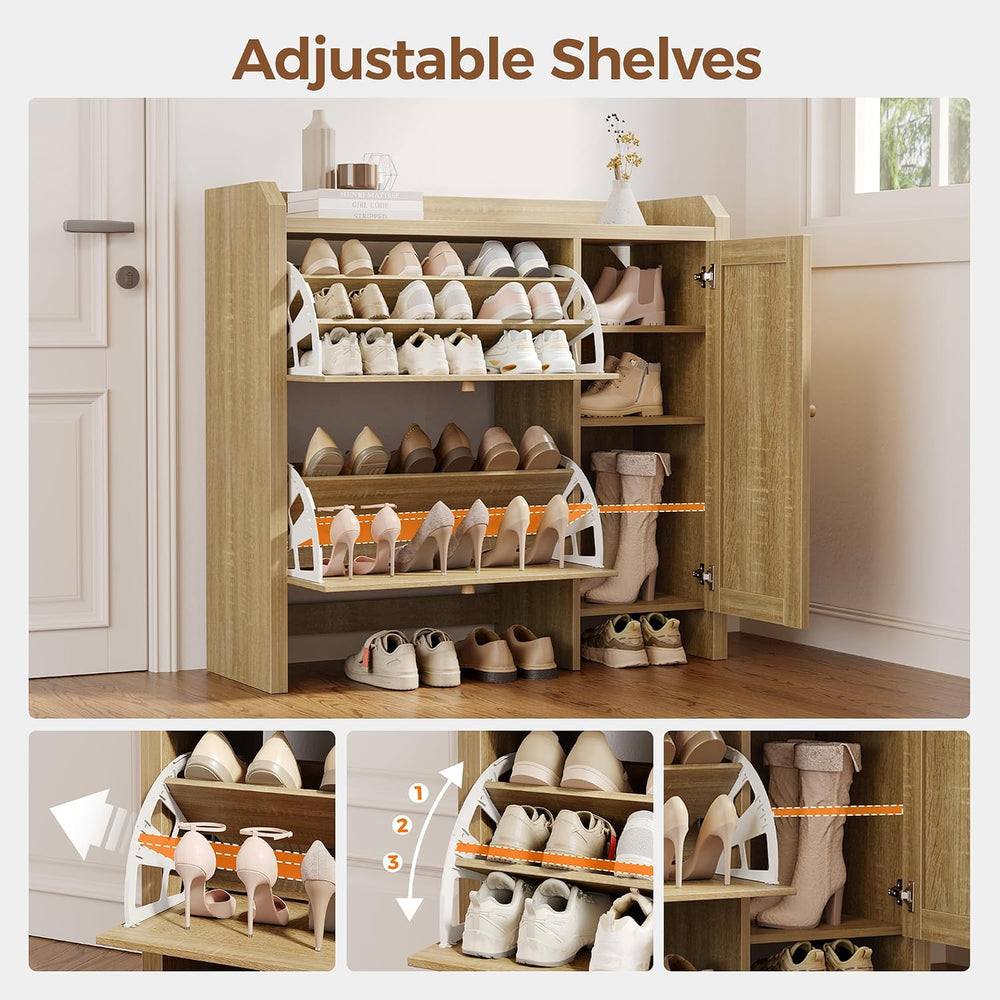Mericonia Shoe Cabinet Storage for Entryway with 2 Flip Drawers(3-Tier), Ratt...