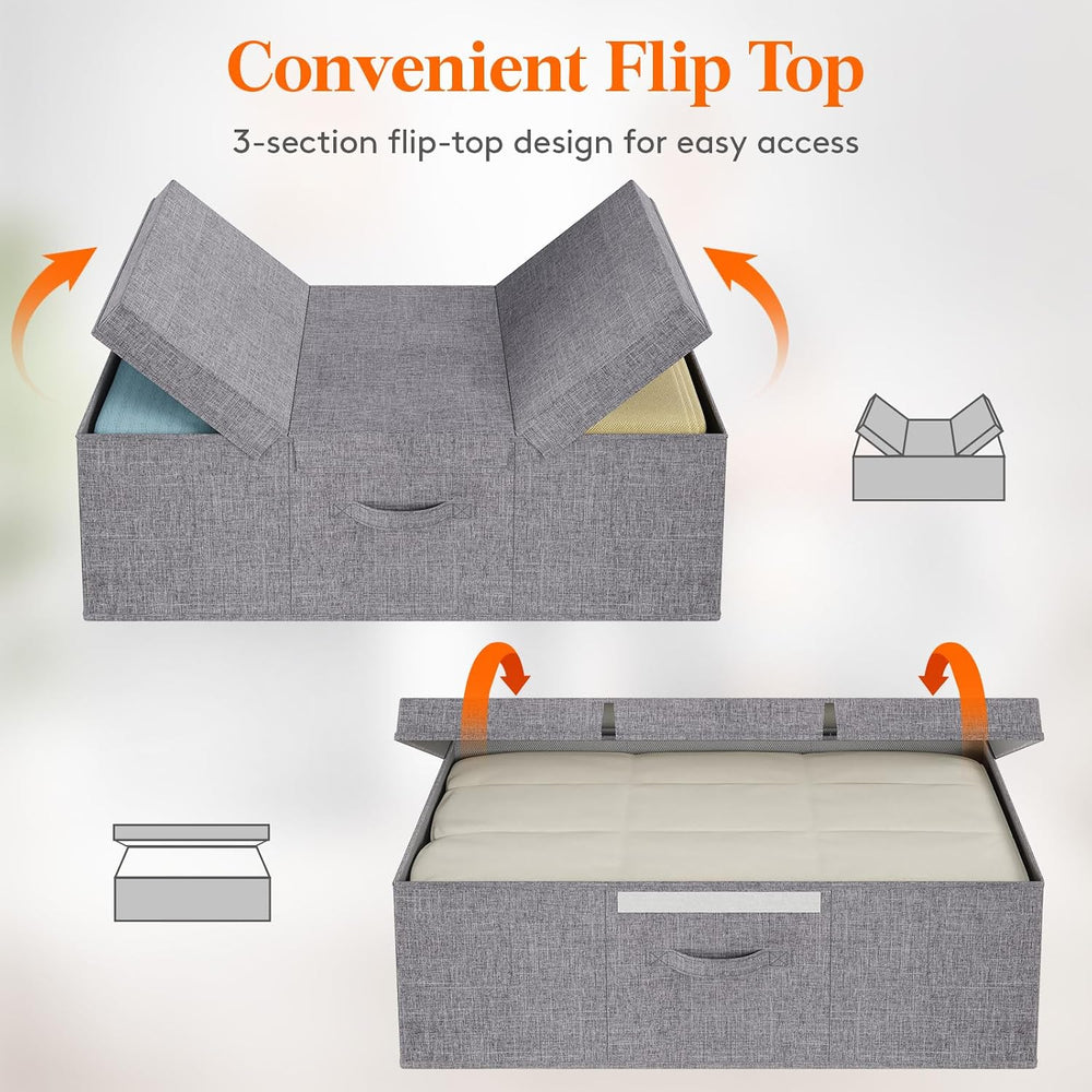 Lifewit 100L Under Bed Storage Containers, 11.8 Inch Tall Underbed Clothes St...