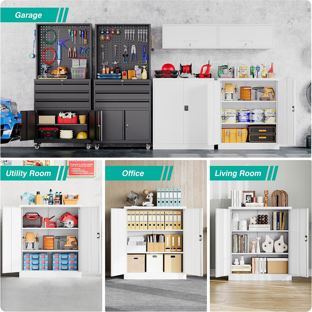 SISESOL Small Metal Cabinet with Shelves,36 inch Garage Storage Cabinet with ...