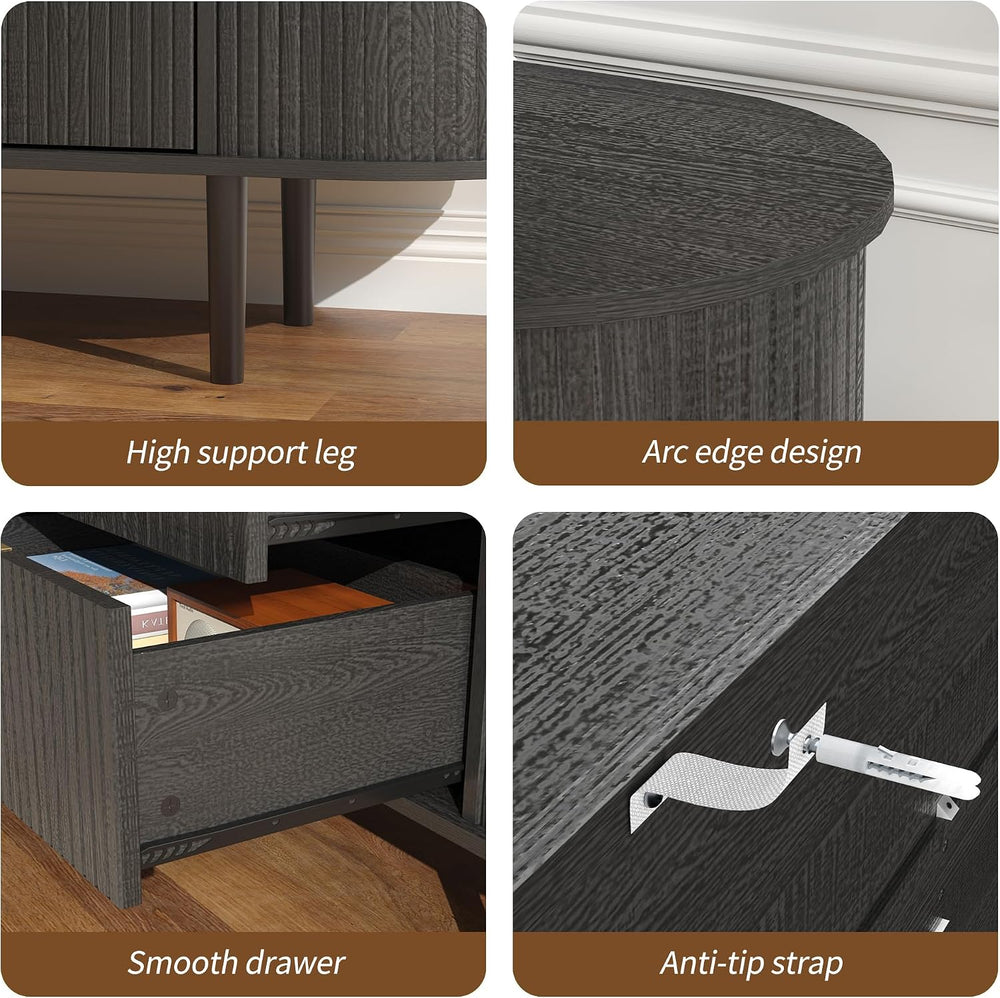 BVIUNTWO Fluted 6 Drawer Dresser, 63" Wide Modern Chest of Drawers with ...