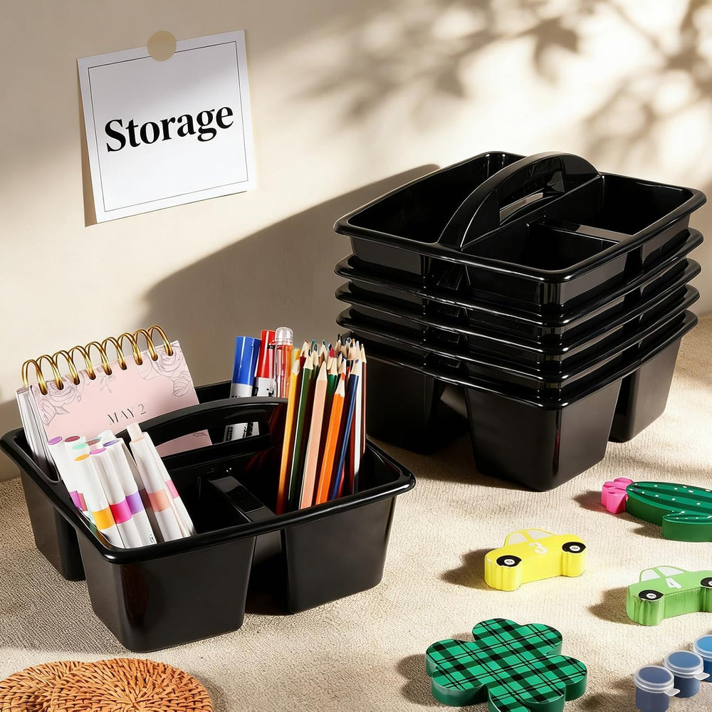 6 Pack Classroom Caddy with Handle Plastic Storage Caddy Organizer with 3 Com...
