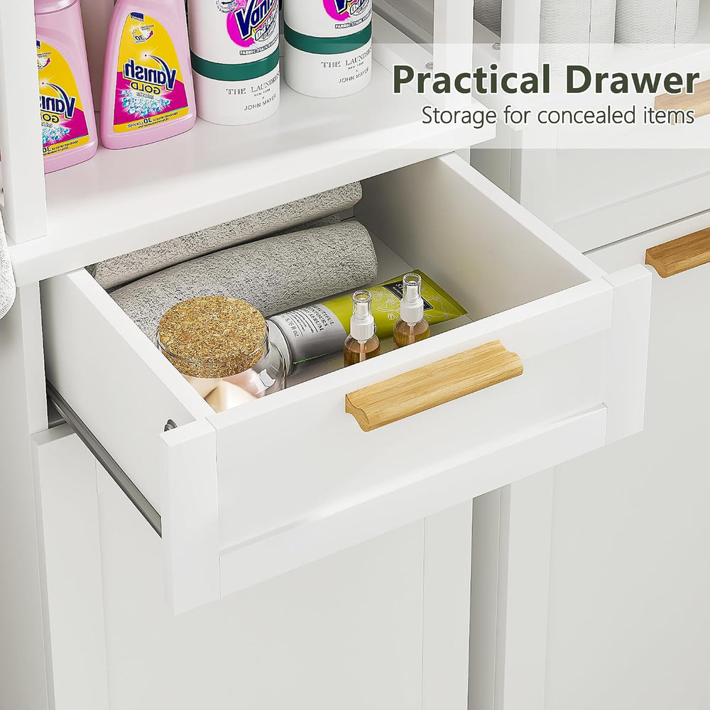 VECELO 53" Tilt Out Laundry Hamper, Tall Bathroom Cabinet with Hidden Re...