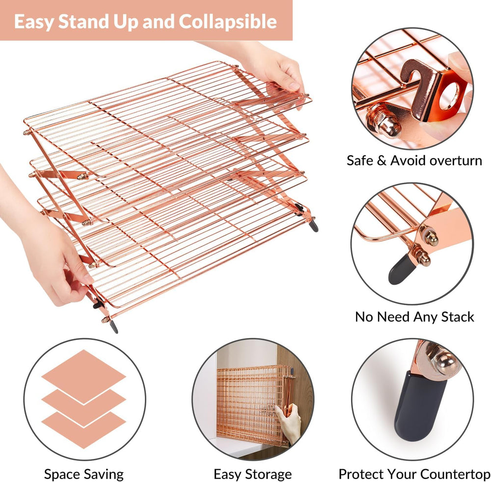 Geesta 2/3/4-Tier Collapsible Cooling Rack with Adjustable 3 Setting Design S...
