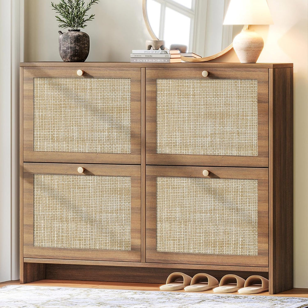 Nicetree Shoe Cabinet Storage for Entryway, 4-Flip Drawer Narrow Shoe Rack wi...