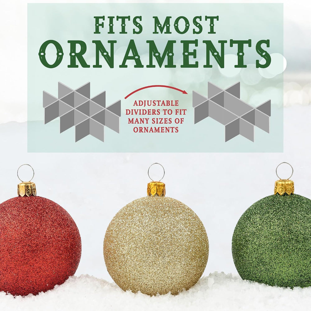 HOLDN’ STORAGE Christmas Ornament Storage Box with Dividers, Stores Ornaments...