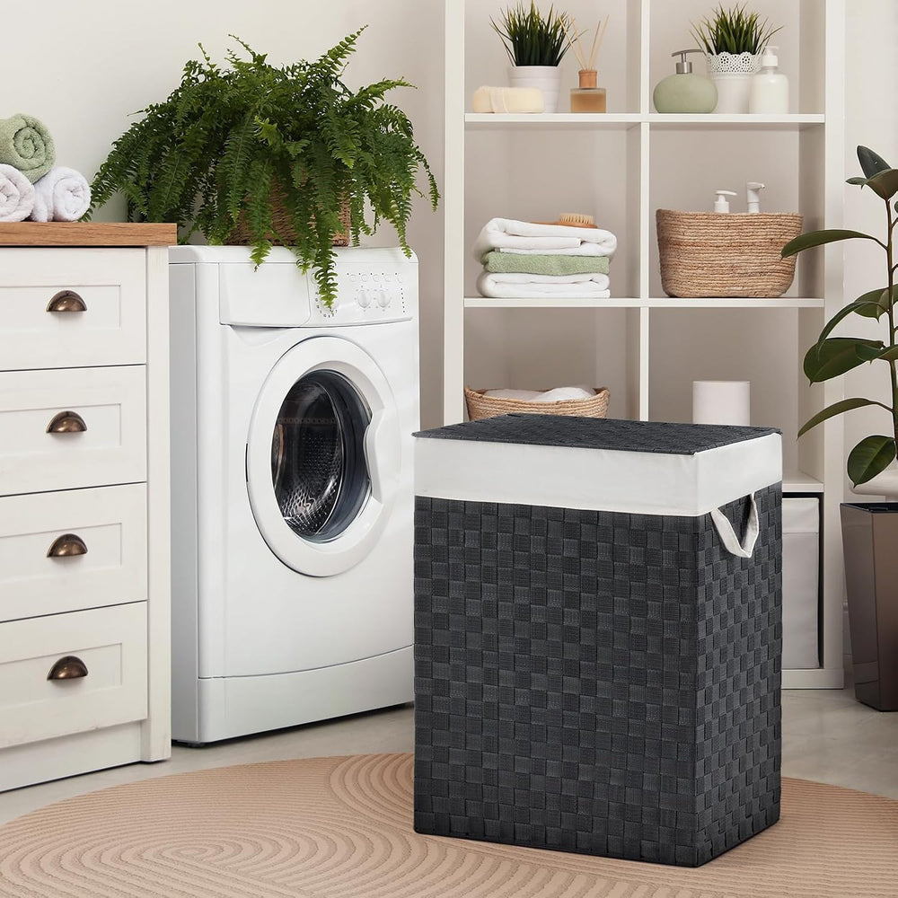 YOUDENOVA Handwoven Laundry Basket Hamper with Removable Liner Bag and Lid