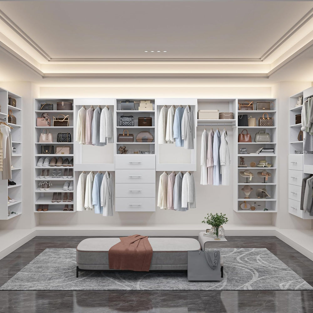 25.5" Wide Tall Hanging Modular Closet System, Wall-Mounted Closet Organ...