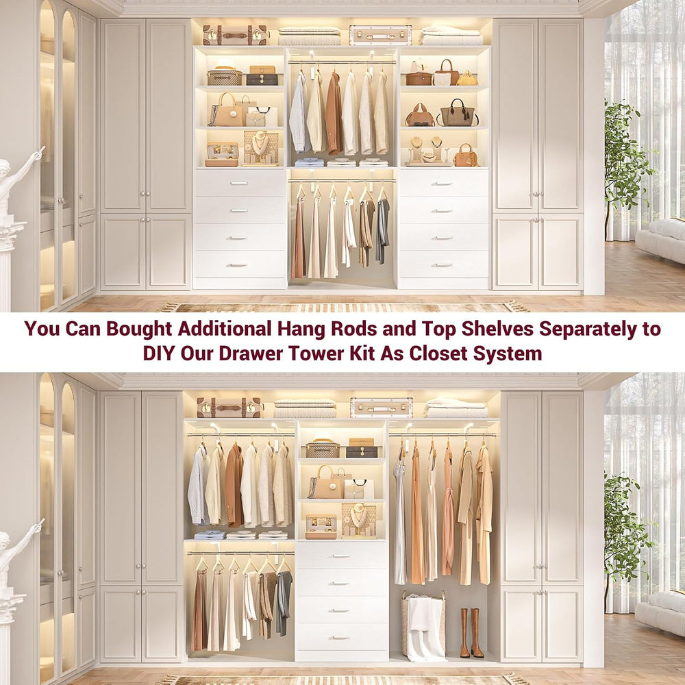 Aheaplus Closet Drawers Organizer System, 21.3" Wood Closet System with ...