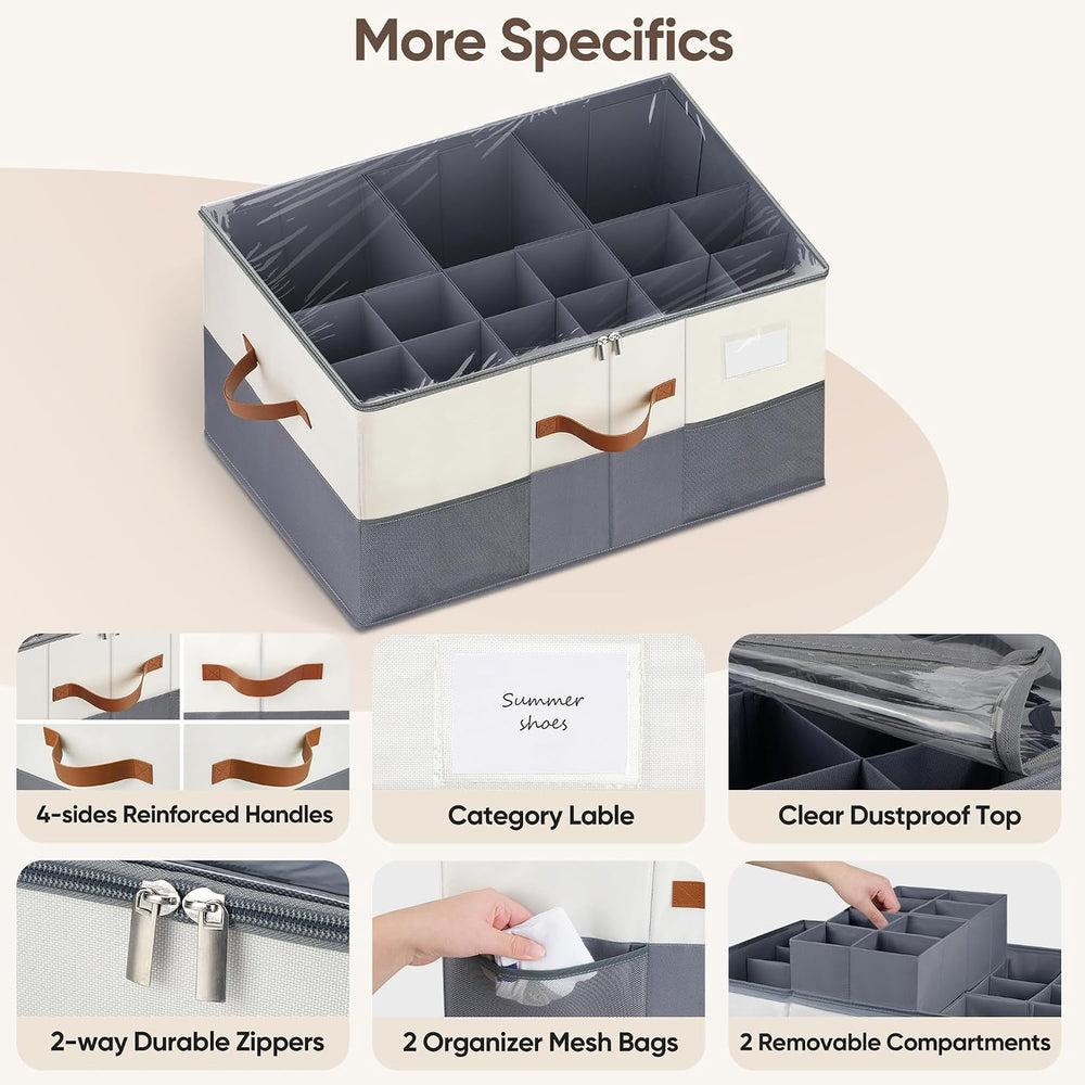 Shoe Organizer for Closet, Adjustable Storage Box Holds 48 Pairs
