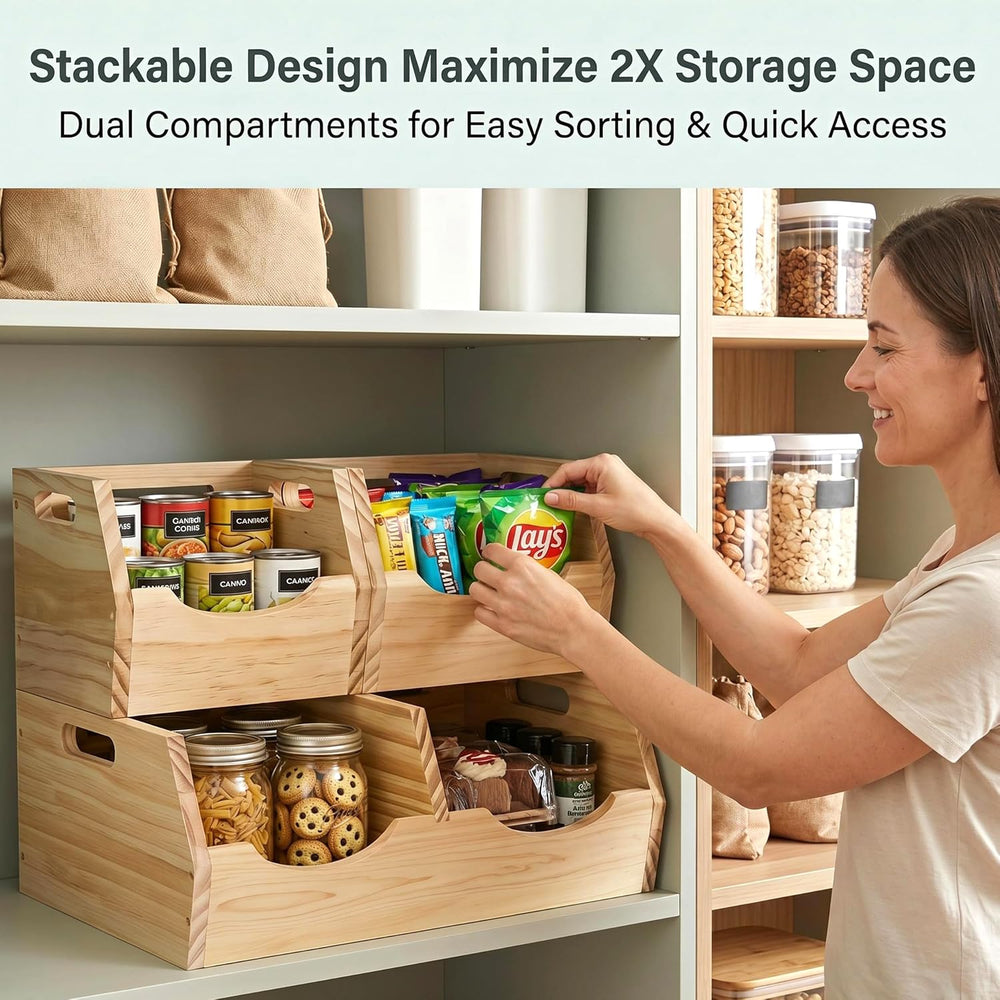 Large 2 Tier Stackable Potato and Onion Storage Bin for pantry