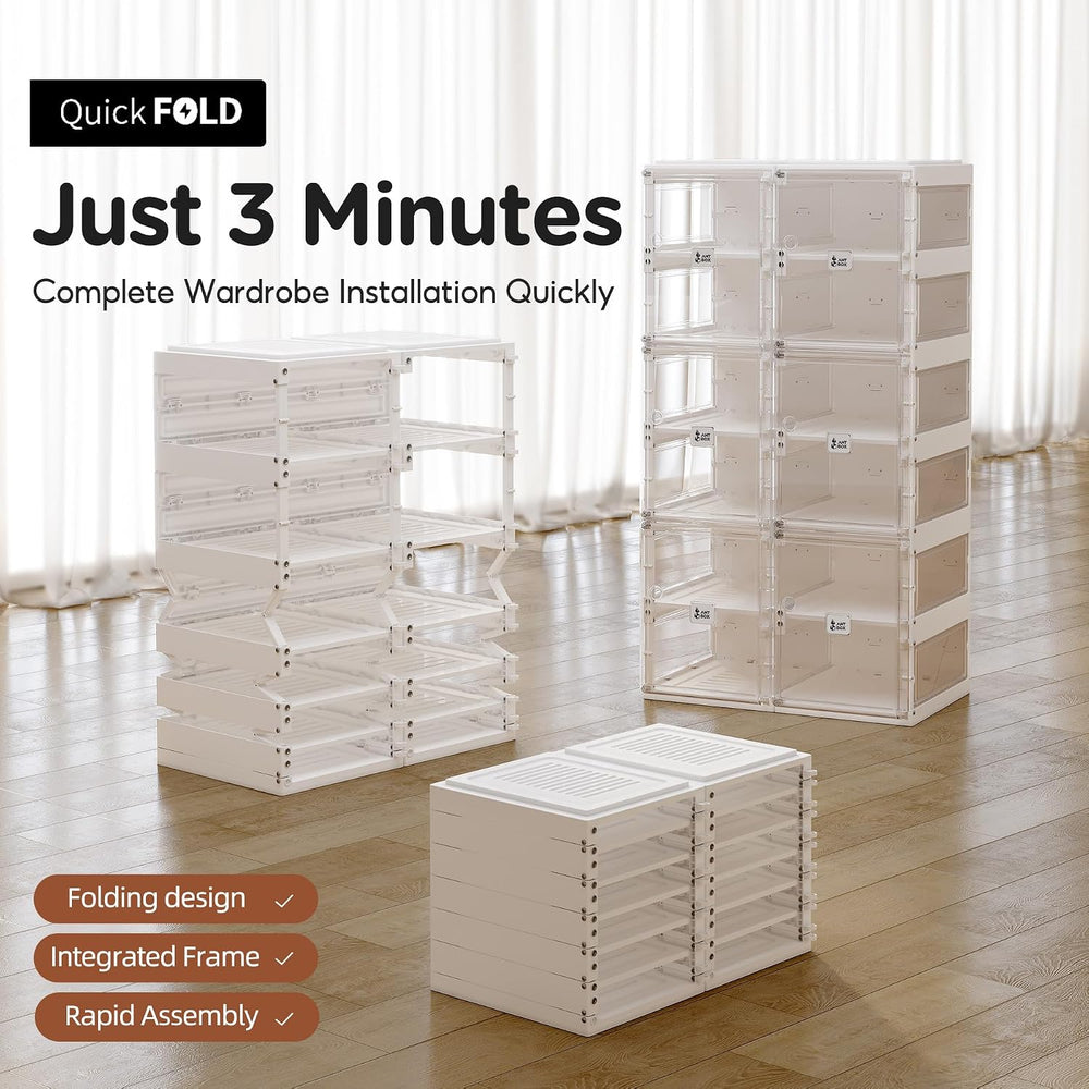 ANTBOX Foldable Shoe Rack,Shoe Organizers for Closet Plastic Shoe Storage Box...