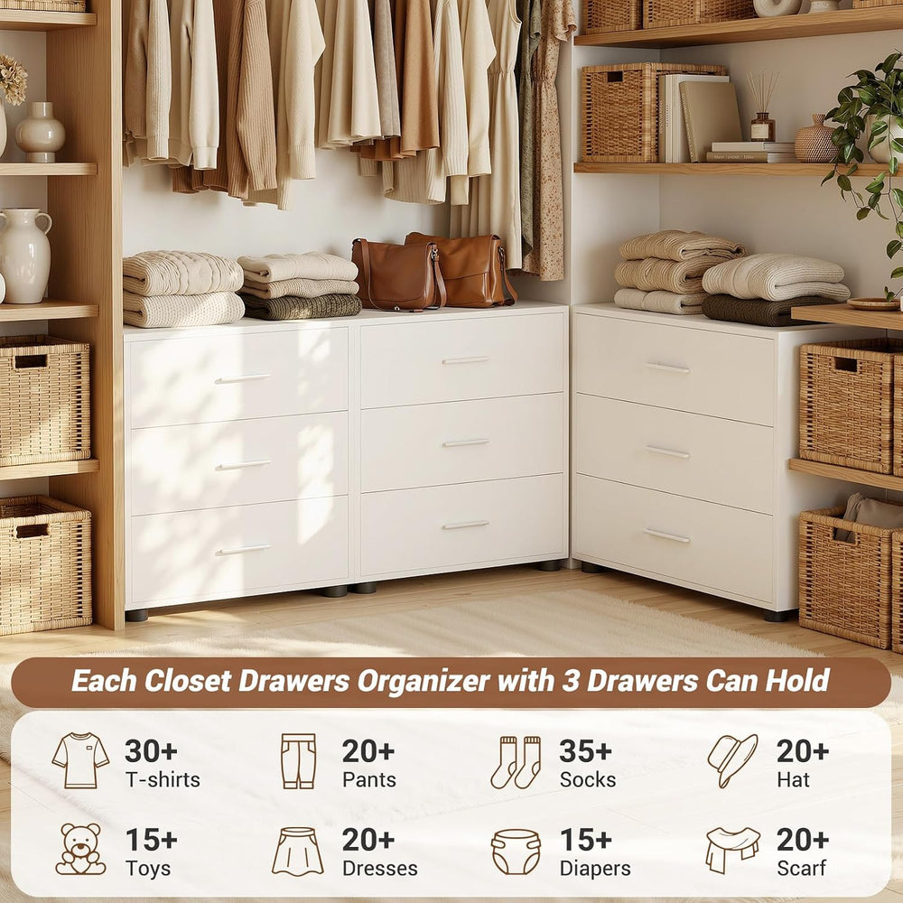 Aheaplus 21.7" Closet Drawers, Wood Closet Organizers and Storage, White