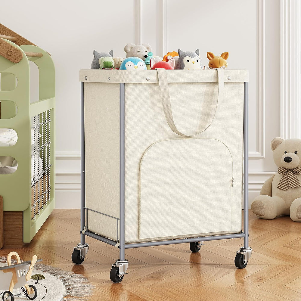 170L Large Laundry Basket with Wheels, Rolling Laundry Hamper Easy Access Clo...