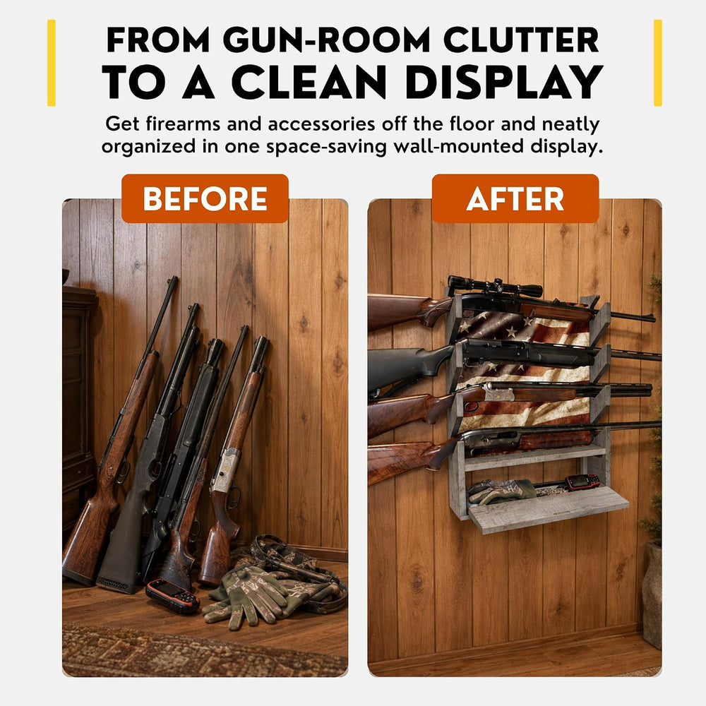 Rush Creek Creations Engineered Wood Gun Rack, Gun Rack for Walls, Racks