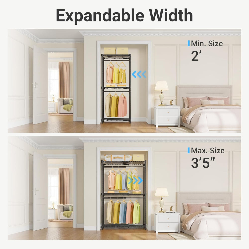 VIPEK X1 Expandable Clothes Rack Heavy Duty Adjustable Closet System Black