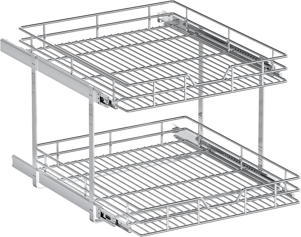 2-Tier Pull Out Cabinet Organizer, 19.5" W x 21.5" D, Heavy Duty Du...