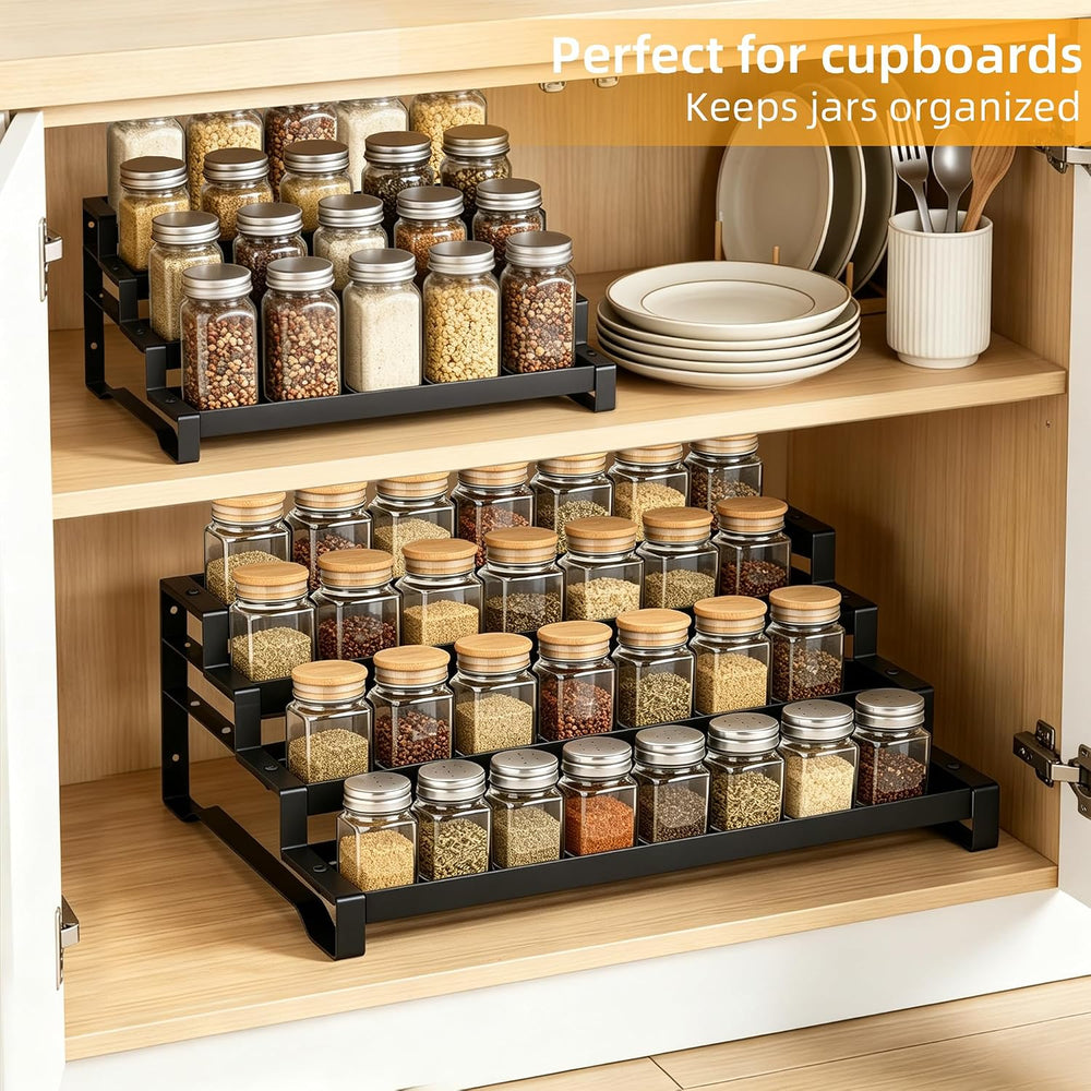 Expandable Spice Rack Organizer for Cabinet, 4-Tier Metal Shelf
