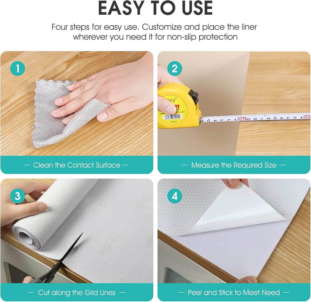 Self-Adhesive Kitchen Cabinet Liner: Peel and Stick Non-Slip 22" W x 290...