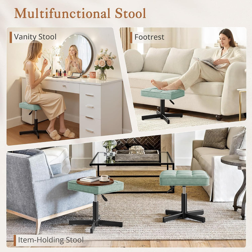 LUE BONA Adjustable Vanity Stool, 15''-19.5'' Foot Rest Under...