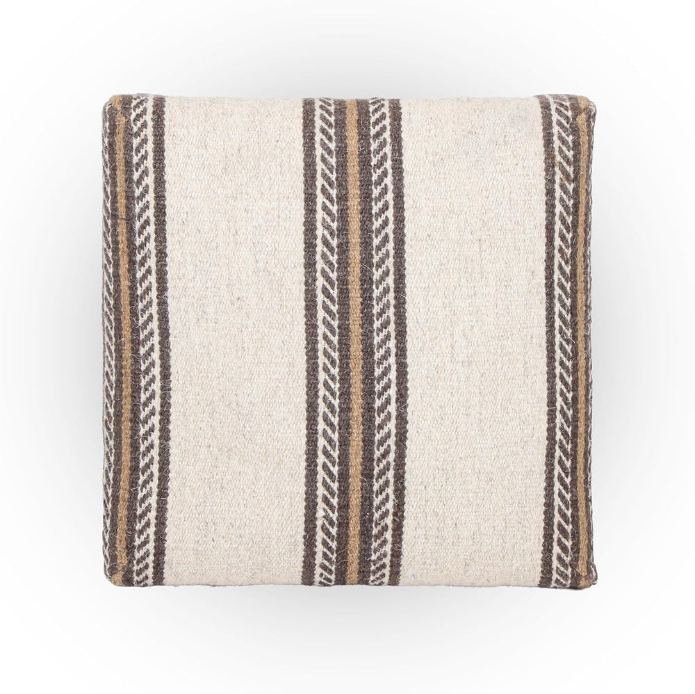 Handmade Jute Ottoman Stool with Wooden Legs | Square Upholstered Foot Rest &...