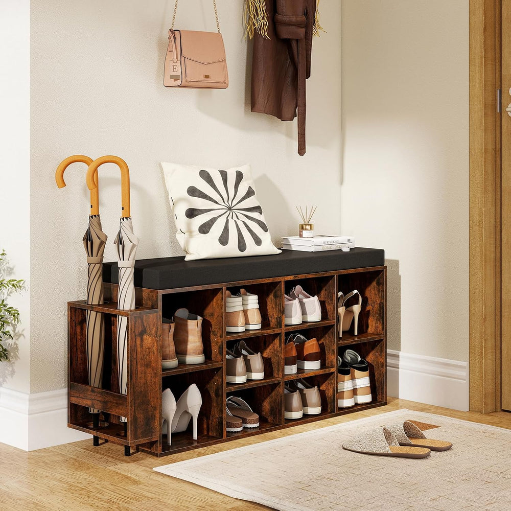 Giantex Shoe Storage Bench with Umbrella Stand, 10-Cubby Entryway Shoe Rack O...