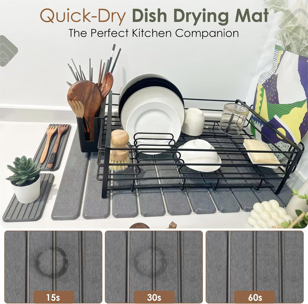 Large Stone Dish Drying Mat for Kitchen Counter, Foldable Quick Dry Stone Dis...